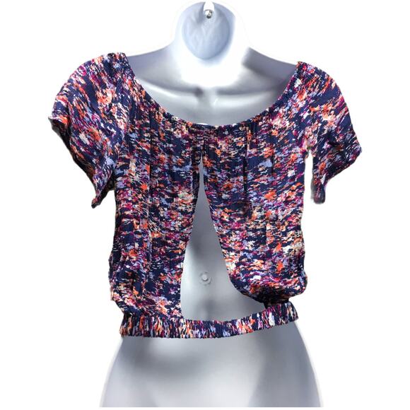 Elodie Top Short Sleeve Open Back Printed Women's Medium Boho Festival Casual - Picture 8 of 10